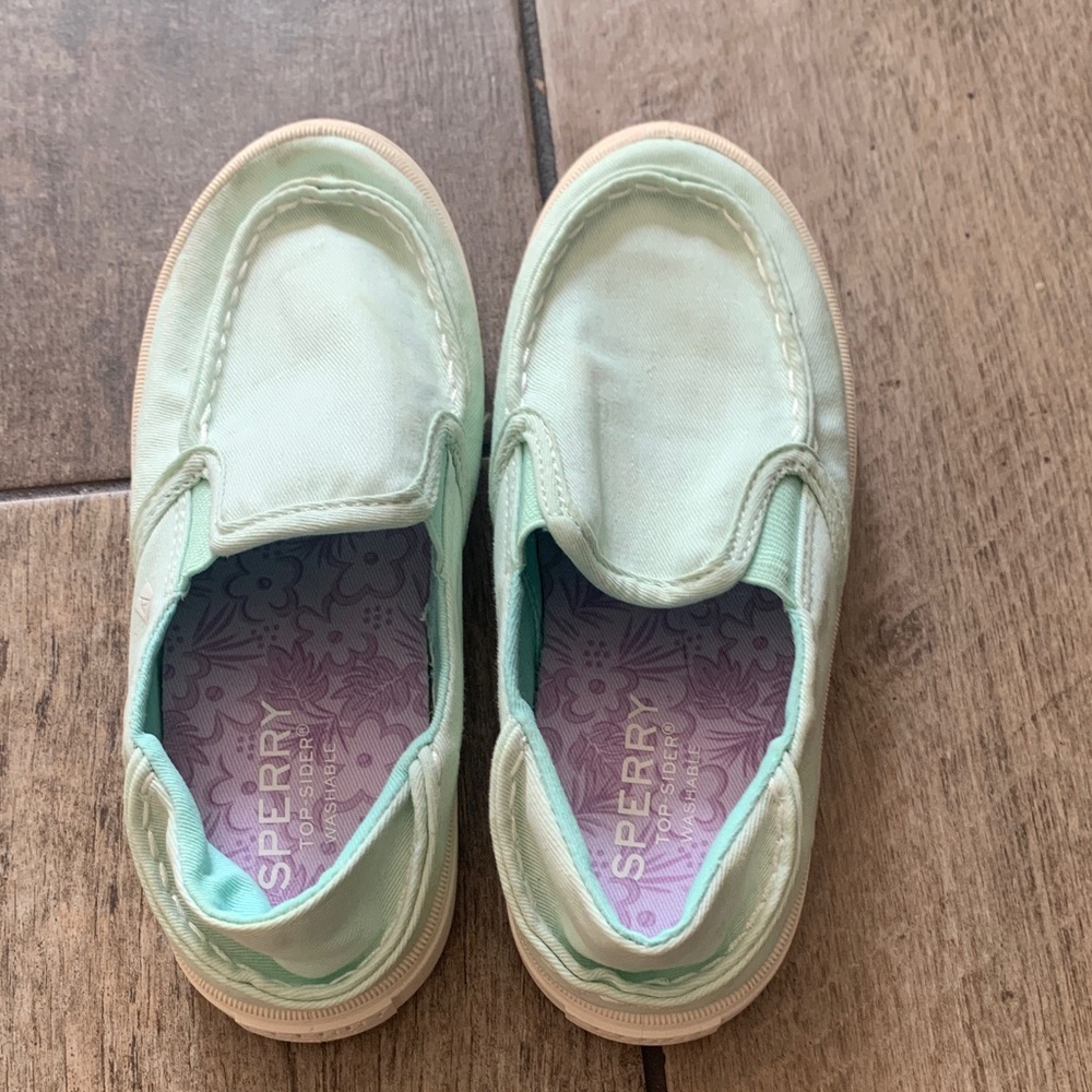 Sperry Kids Light Green Moccasins